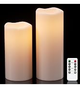 Eldnacele Waterproof Flameless Flickering Candles with Remote Control and Timer Battery Operated ...