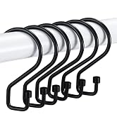 Goowin Shower Curtain Hooks, 12 Pcs S Shape Shower Curtain Rings, Rustproof Black Shower Curtain ...