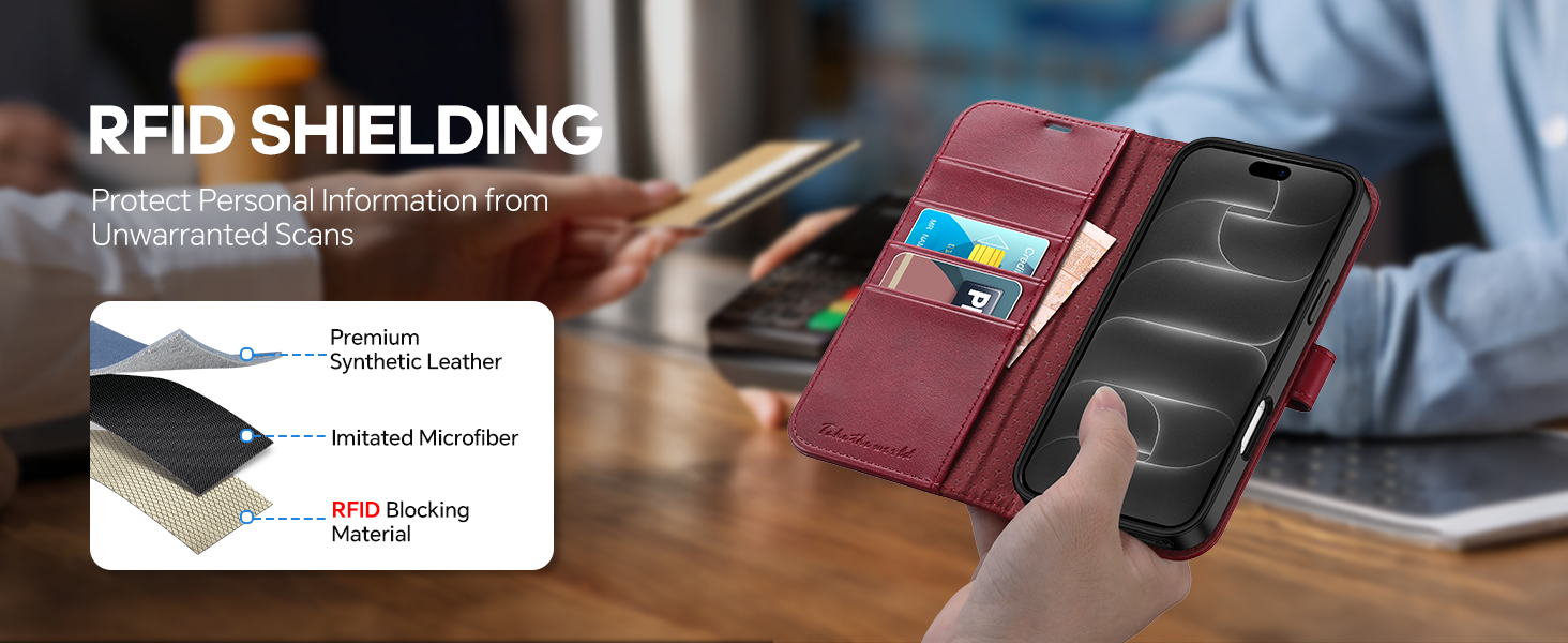 TUCCH Case Wallet for iPhone 17 Pro Max, Shockproof Shell Stand PU Leather Stand Protective Cover