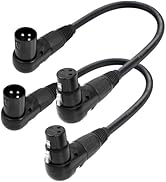 Jozzai Right Angle XLR Male to Female Cable 1FT, 2Pack, Black, 90 Degree Male to Female Microphon...