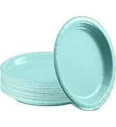 Amcrate Disposable Paper Plates Light Blue, 6 3/4 Inches Paper Dessert Plates, Strong and Sturdy ...