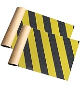 ZUEXT 2 Pack 9" x 33" Skateboard Grip Tape Sheets, Bubble Free Waterproof Black and Yellow Stripe...