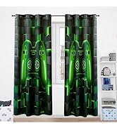 PERFEMET Gaming Blackout Kids Curtains for Bedroom 2 Panel Sets Video Game Console Green Curtain ...