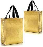 Nush Nush Gold Gift Bags Medium Size – Set of 12 Reusable Gold Party Bags With a Glossy Finish - ...