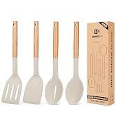 Pack of 4 Silicone Cooking Utensils Set, Non Stick Solid Spatulas and Heat Resistant Slotted Spoo...