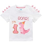 1st Birthday Girl T-Shirt Dinosaur Party B-Day Themed Tee Gift for Baby