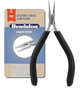 Beadalon Designer Series Slim Chain Nose Pliers, Black Vinyl-Free Grips, Stainless Steel, Box Joi...