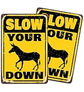2 PACK Slow Down Signs, 8" x 12" Funny Slow Your Donkey Down Metal Sign | Water & Dust Resistant ...