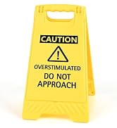 Multi-Functional Funny Desk Sign for Women - Caution Overstimulated Do Not Approach. Office Desk ...