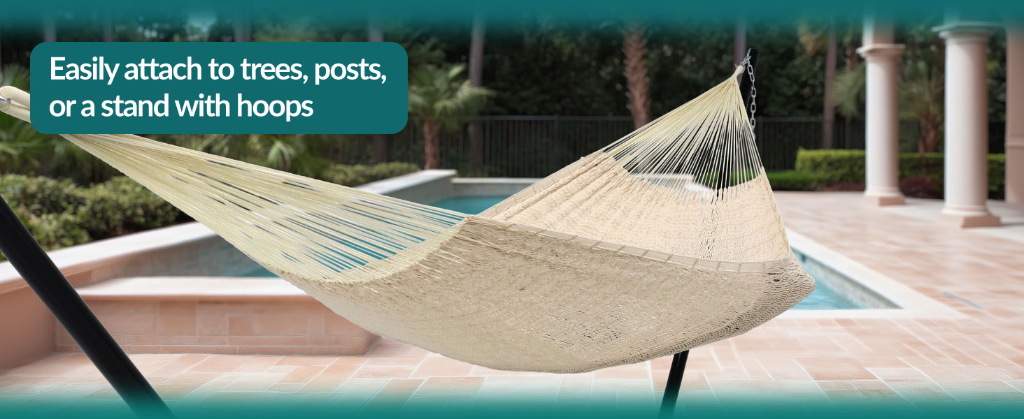 easily attach to trees, posts, or a stand with durable hoops