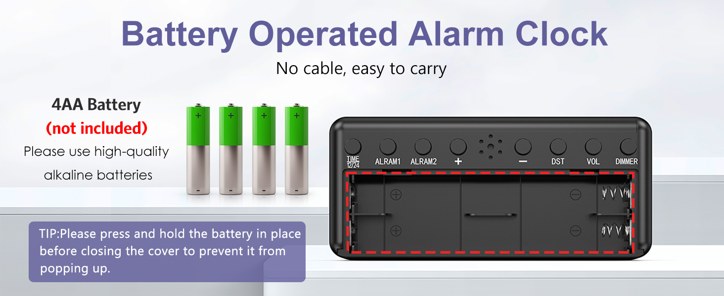 Dual Alarm Clock for Bedroom