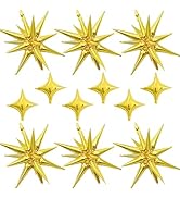 12PCS Gold Star Balloons, Gold Explosion Star Balloons Aluminum Foil Balloons Spike Balloons for ...