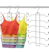 Metal Tank Top Hanger 2 Pack, Space Saving Bra Organizer with 24 Easy Access Hooks, 360° Swivel C...