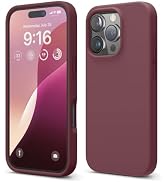 elago Premium Liquid Silicone Case for iPhone 16 Pro Burgundy | Full Body Protection, Shockproof,...
