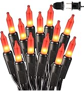 BrizLabs 300 counts Halloween Lights, 69.6ft Orange Lights Connectable, UL Certified Black Wire H...