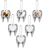 6 Set Sublimation Angel Wing Ornament Blanks Metal Love Heart Pendant Personalized Car Hanging Or...