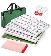 Cedilis Chinese Mahjong Set- 146 Small Melamine Tiles(1.18", Green) with Portable Travel Handbag,...
