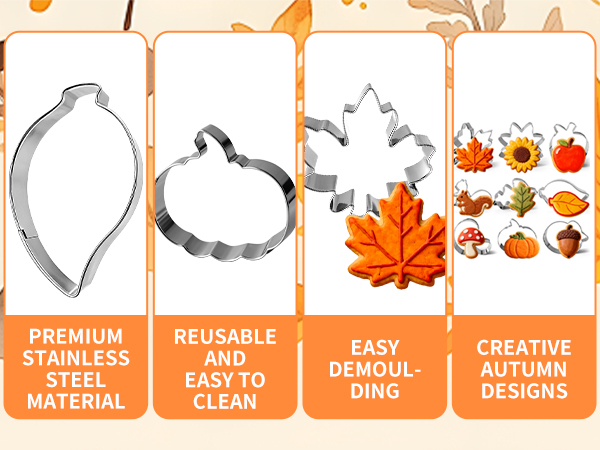 9 Pieces Fall Cookie Cutters Set