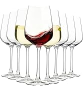 YARYOUNG 15oz Wine Glasses Set of 8, Thickened Stemmed Glasses for Red/White Wine, Heavy Base Cle...