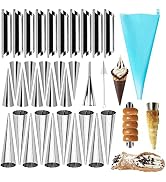 RoseFlower 33pcs Non-Stick Cream Horn Cones Tubes 3 Sizes Stainless Steel Conical Croissant Pastr...