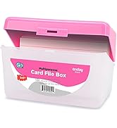 Enday Index Card Holder Pink, 3x5 Note Flash Card Organizer Case, Index Card File w/flip top, Not...