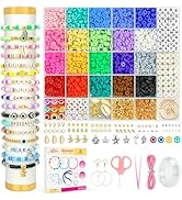Dowsabel Clay Beads Bracelet Making Kit for Beginner, 5000 Pcs Preppy Polymer Clay Beads with Cha...