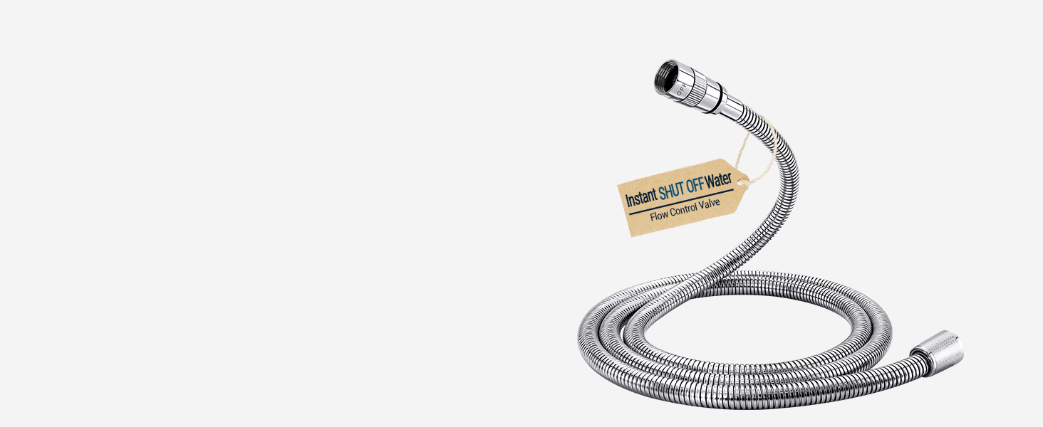 75 Inch Shut-Off Water Long Flexible Metal Shower Hose