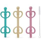 Solifegoble Anti-Choking Shielded Teething Tubes for Babies 0-36 Months.Heart-Shaped Silicone Tee...