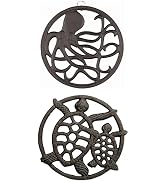 Bundle–2 Items: GASARÉ, 1 Octopus Design, 1 Turtle Design, Cast Iron Trivets for Hot Dishes, Pots...