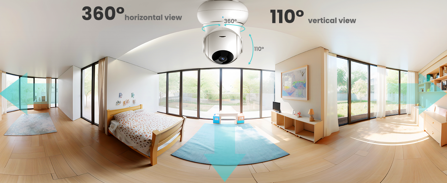 a room with a ceiling mounted camera.