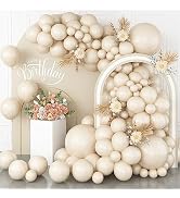 White Sand Balloons, 113Pcs Different Sizes Cream Beige Balloon Garland Arch Kit 18/12/10/5 Inch,...