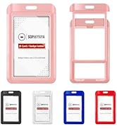 SOPHIYAYA 2 Pack Sliding ID Badge Holder with Double-Sided Windows Key Card Work Badge Sleeve for...