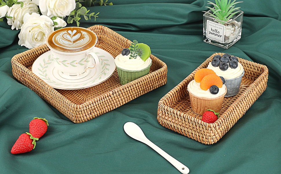 Key Basket Rattan Serving Tray Key Tray rectangle small wicker trays