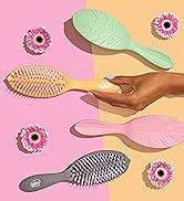 pink, green, orange, and grey treatment brushes on a pink and orange split background