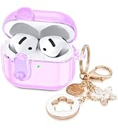 (with Safety Lock) Clear Case Compatible with Cute Apple Airpods 4 Cases 2024 Women, VISOOM Soft ...