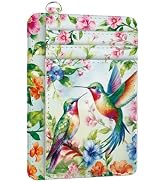 peacoblue RFID Blocking Credit Card Holder for Women - Hummingbird with Flower PU Leather Slim Wa...