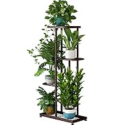 LINZINAR Plant Stand Metal 4 Tier 5 Potted Multiple Flower Pot Holder Shelf Indoor Outdoor Plante...