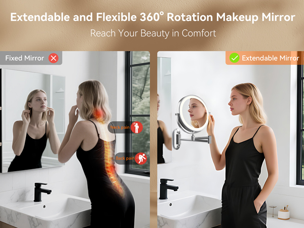 360° rotatable extendable arm for flexible viewing angles