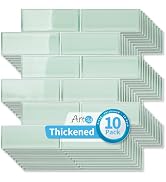 Art3d Seaglass Subway Design Peel and Stick Backsplash, 10-Pack, Aqua Green | 12 x 12 Inch, Water...