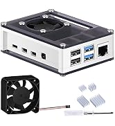 GeeekPi Raspberry Pi 4 Case, Raspberry Pi 4 Case with Fan 40X40X10mm and 4pcs Raspberry Pi 4 Heat...