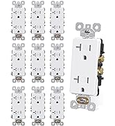 AIDA Commercial Duplex Decorative Tamper Resistant Receptacle Self-grounding Wall Outlet, 20 Amp,...