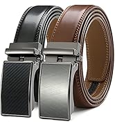 DOOPAI Belt Men, 2 Pack Ratchet Belt Dress Adjustable 1 3/8" Genuine Leather Belt, Size Length Ca...