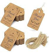 SallyFashion Thank You Tags, 100 PCS Kraft Paper Tags Gift Tags with Hanging Strings for Wedding ...