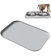 Dog Food Mat, Silicone Pet Feeding Mat, 0.79" Extra High Raised Edge Dog Bowl Mat – Waterproof, N...