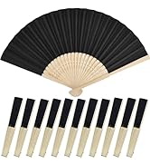 Bestage 12 Packs 8.3 Inch Black Folding Paper Hand Fan Handheld for Women,Decorative Chinese Japa...