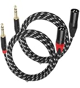 Jozzai 10 FT XLR Male to 1/4 (6.35mm) TRS Mono Jack Microphone Cable, 2Pack, Black and White Grid...
