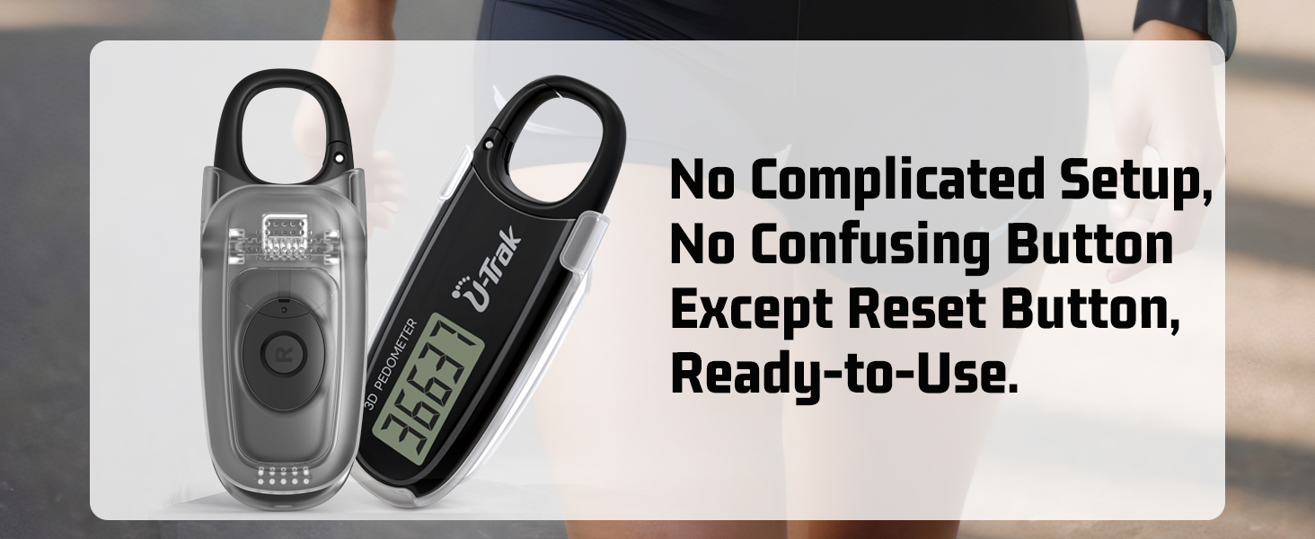 U-Trak 3D Pedometer for Walking with no complicated setup, ready to use