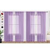 SpaceDresser Lavender Sheer Curtains 4 Panels Rod Pocket Semi-Sheer Curtain 84 Inches Long Light ...