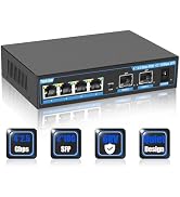 TEROW 2.5G Ethernet Switch, Unmanaged 6-Port POE Switch, 4 x 2.5G Base-T & 2 x 10G SFP, Multi-Spe...