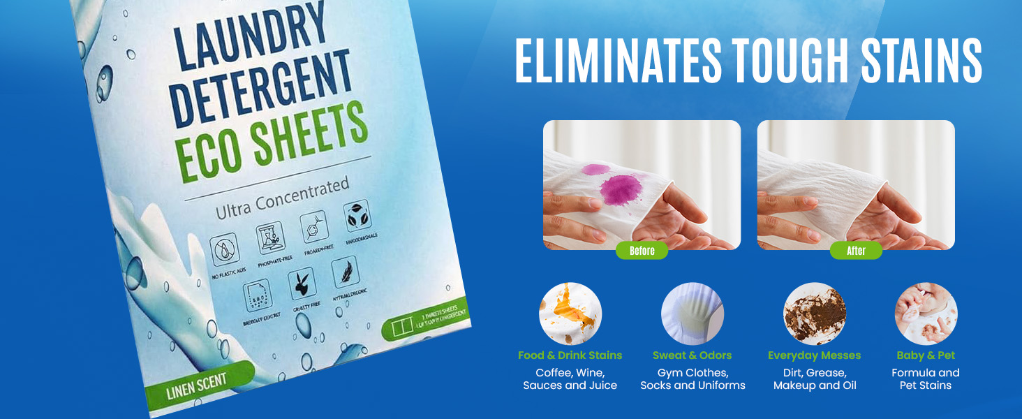 Travel Size Laundry Detergent Sheet10 Loads Ultra Concentrated